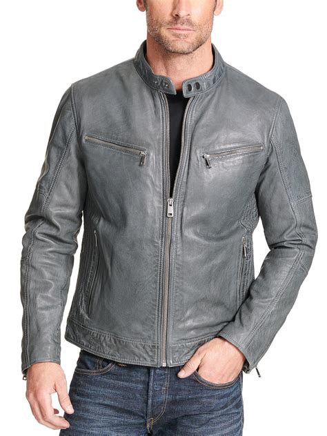 Wilsons Leather Brent Leather Moto Jacket In Grey Gray For Men Save