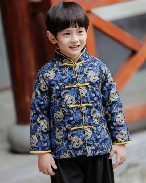 Traditional Chinese Long Sleeve Tang Padded Clothing For Boys Unique