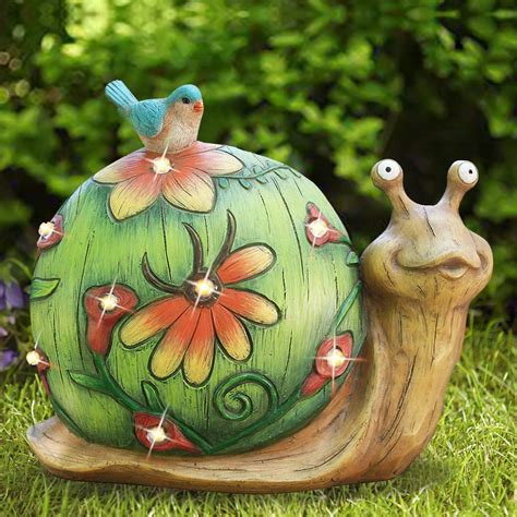 Garden Statue Snail Figurine Solar Powered Resin Animal Sculpture