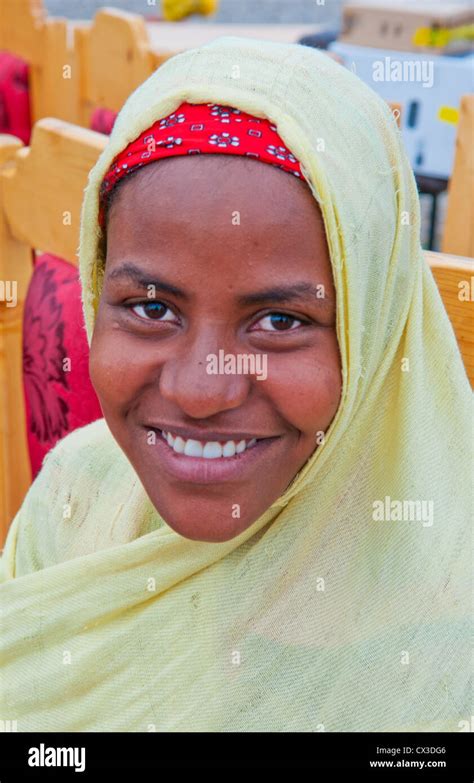 Lake Langano Ethiopia Africa Oromo Tribe Young Muslim Girl With Scarf
