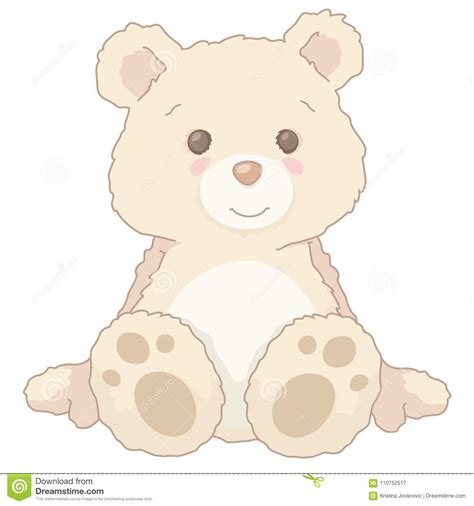 Cartoon Illustration Vintage Cute Little Teddy Bear Sitting Stock