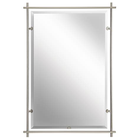 Eileen Modern Rectangular Mirror - Brushed Nickel | Brushed nickel mirror, Mirror wall, Gray mirror