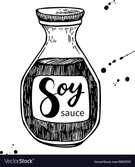 Soy Sauce Bottle Isolated Food Drawing Royalty Free Vector