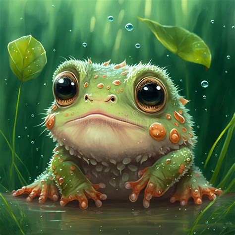 Ai Generated Illustration Of A Cute Baby Frog Stock Illustration