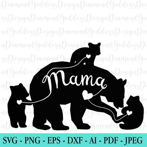 Mama Bear And Cubs Svg Mom Svg Mom To Be Svg Mom Life Svg Etsy