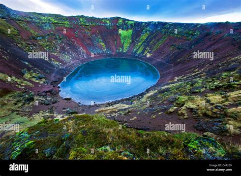Island Iceland Eye Of The Crater Kerid Crater Lake North Of Sellfoss