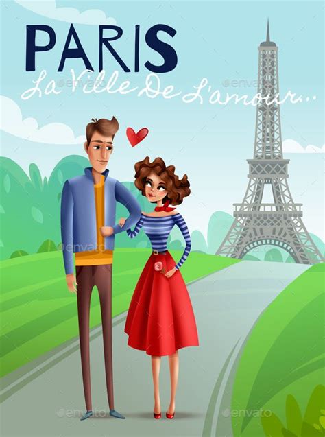 Paris Cartoon Vector Illustration Cartoons Vector Cartoon Posters