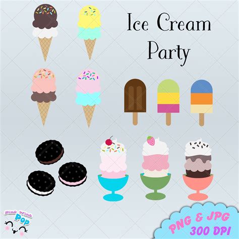 Ice Cream Party Clipart For Commercial Use