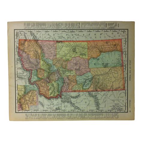 Antique Rand Mcnally Atlas Of The World Map Montana 1895 Chairish