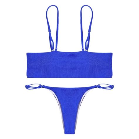 Langstar Bikini Spaghetti Strap Swimwear Women Swimsuit Secy Strapless
