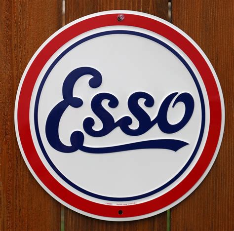Esso Oil Tin Round Sign Gas Gasoline Standard Oil Exxonmobil Mobil