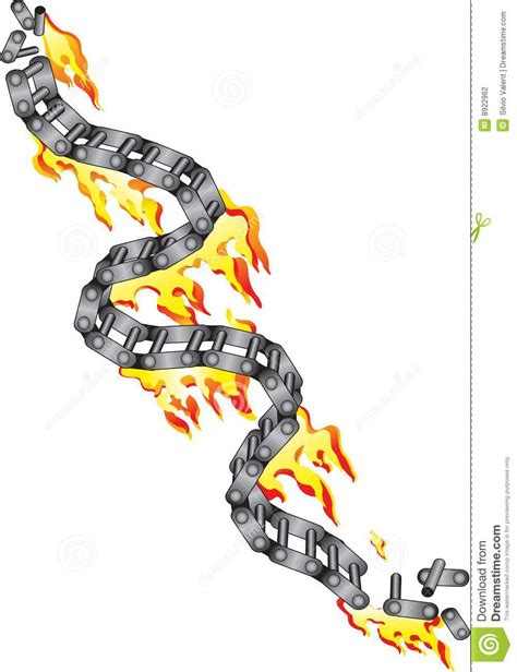 Hand drawn motorcycles and cars icons. Broken Chain Of A Motorcycle In Flames Stock Vector ...
