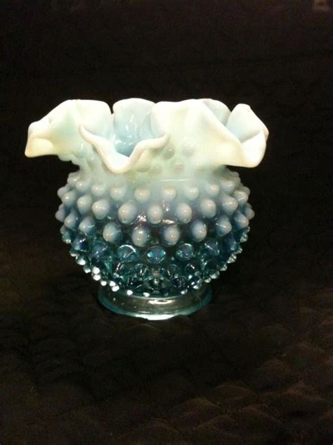 Blue Milk Glass Vase Fenton Hobnail Vintage Decor Mid Etsy