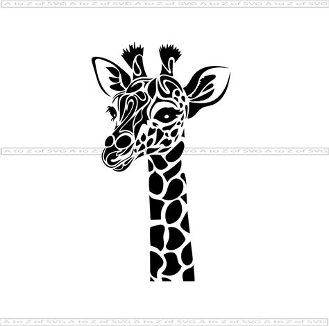 Giraffe Neck Head Animal Detailed Silhouette Outline Svg Etsy