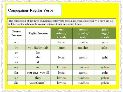 Conjugation Of Basic German Regular Verbs