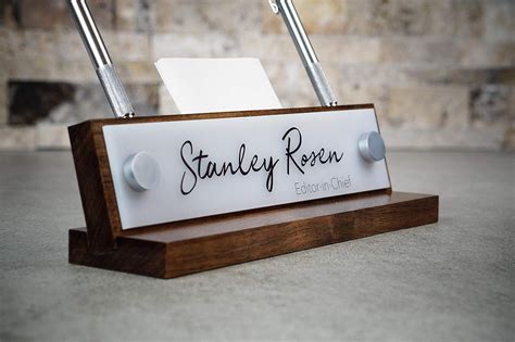 Customized Walnut Desk Name Office Name Sign Personalized Wood Desk