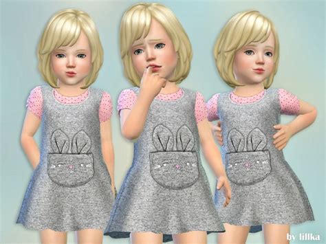 The Sims Resource Grey Bunny Dress By Lillka • Sims 4 Downloads