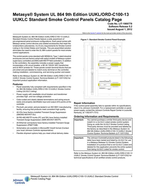 Metasys System Ul 864 9th Edition Uukl