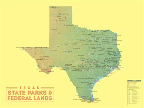 Texas State Parks And Federal Lands Map 18x24 Poster Etsy