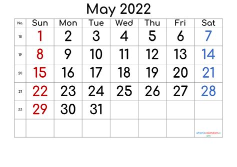 May 2022 Printable Calendar 6 Templates