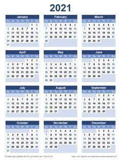 Free printable calendar 2021 8.5 x 11 in case that you require aid improving your life, you need to avoid squandering time at all expenses. Download a free Printable 2021 Yearly Calendar from Vertex42.com in 2020 | Calendar printables ...