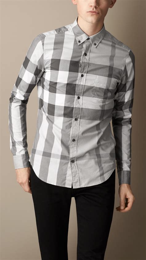 See more ideas about burberry shirt, mens outfits, burberry. Burberry Exploded Check Cotton Shirt in Gray for Men - Lyst
