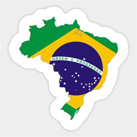 Brazilian Flag Inside Map Of Brazil Brazilian Flag Map Sticker