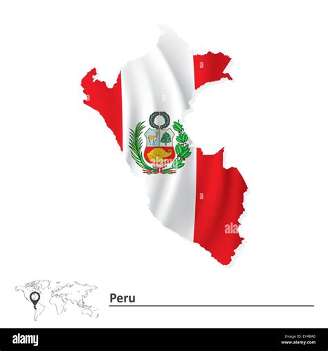 Mapa Del Perú Con La Bandera Ilustración Vectorial Imagen Vector De