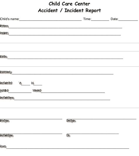Daycare Incident Report Template