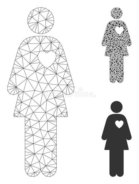 Mistress Vector Mesh Wire Frame Model And Triangle Mosaic Icon Stock