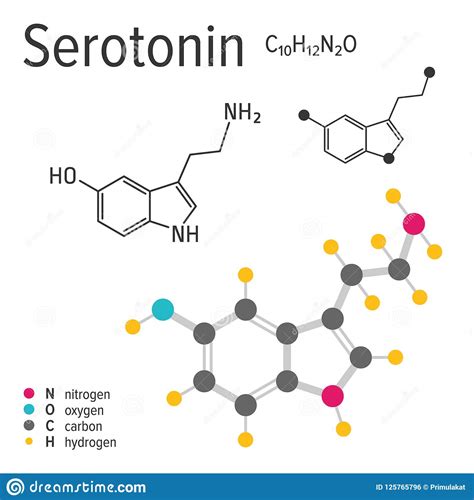 Fórmula Química Da Molécula Da Serotonina Do Vetor Ilustração Do Vetor Ilustração De Carbono