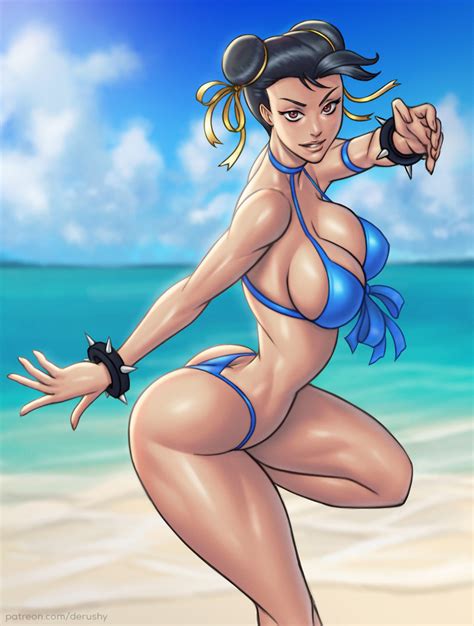 Derushy Chun Li Capcom Street Fighter Highres 1girl Ass Bikini Bracelet Breasts Butt