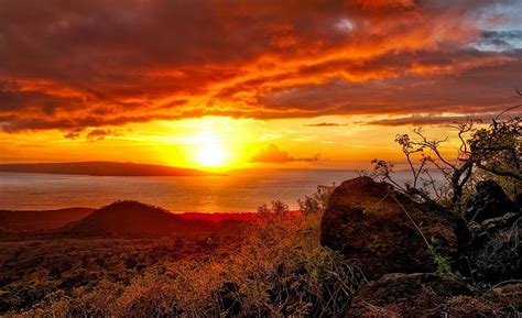 1920x1080px 1080p free download hawaiian sunset beach rocks maui island clouds sky sea