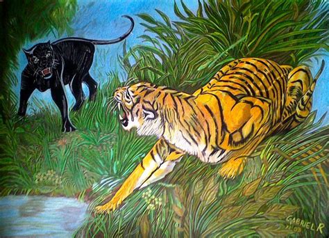 Tigre Vs Pantera Dibujo Tigre Animales Animales De La Naturaleza