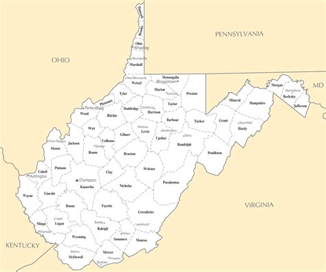 West Virginia Map Of Cities And Towns Cities And Towns Map