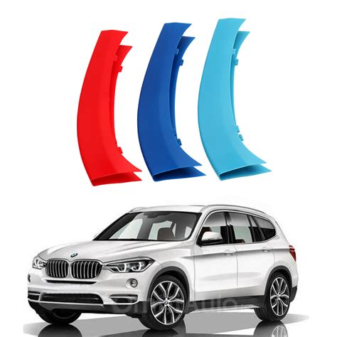 ARMSKY 3 colors 3D M styling Car Front Grille Trim Sport Strips Cover ...