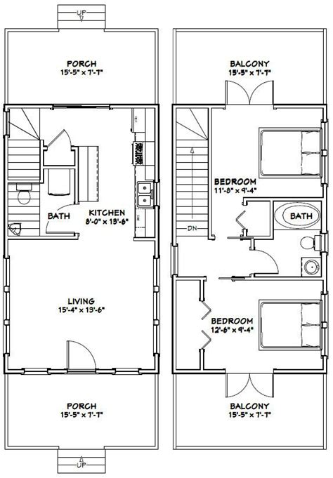 16x28 House 16x28h3b 810 Sq Ft Excellent Floor Plans Tiny