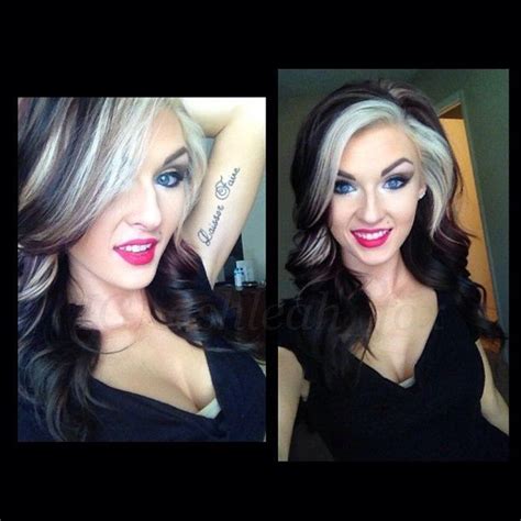 Black blonde hair | tumblr. Grey colour on dark hair...not just the chunk, too cruella ...