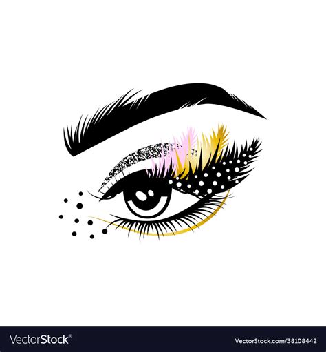 Female Eye With Long Lashes And Art Make Up Vector Image