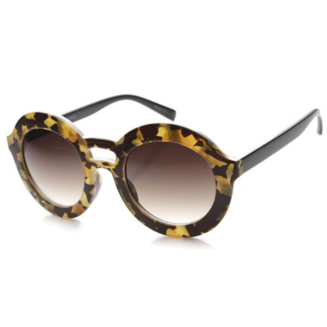 Womens Fashion Round Bold Frame Sunglasses Zerouv