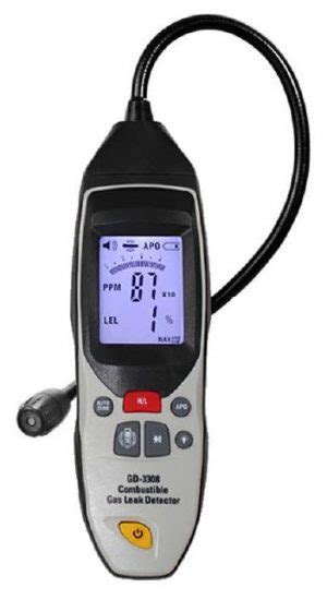 Portable detector for detecting all combustible gas, such as methane, ethane, propane, butane, alcohol, etc. COMBUSTIBLE GAS LEAK DETECTOR- GAM-3308 - Gameco