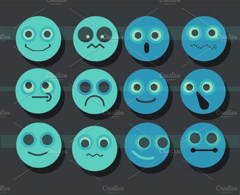 Blue Emojis Emoji Icons ~ Creative Market