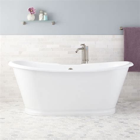 Petite freestanding cast iron bathtubs are 45 to 55 inches long, hold 32 gallons of water, and weigh 250 pounds on average. 71" Kagon Bateau Cast Iron Skirted Tub - Freestanding Tubs ...