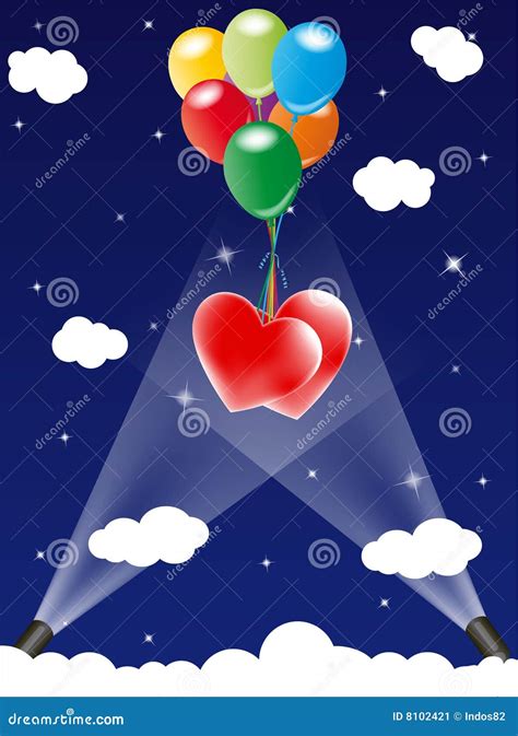 Two Hearts Floating Up In Sky Stock Image Image 8102421