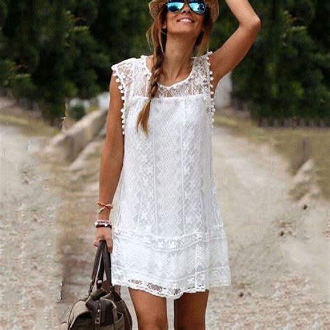 New High Quality See Through Women Summer Dress Women Casual Lace