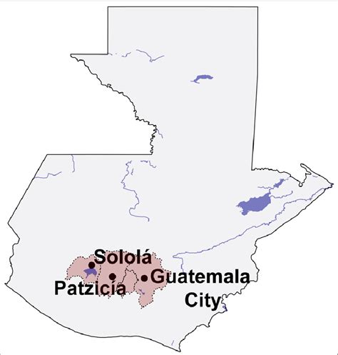 Map Of Guatemala Showing The Four Administrative Departments In Which