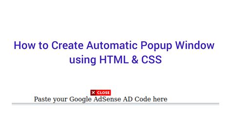 How To Create Automatic Popup Window Using Html And Css