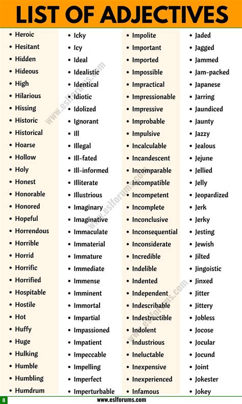 List Of Adjectives A Huge List Of Adjective Examples In English