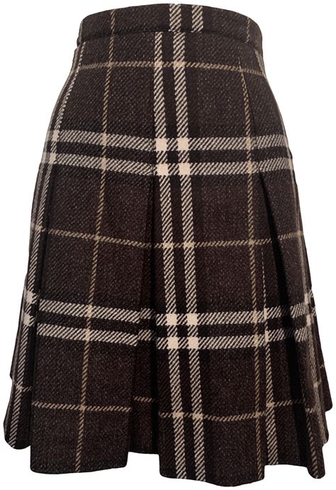 Vintage Lambswool Pleated Plaid Skirt By Burberry London Free