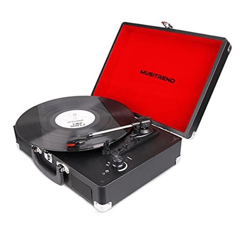 Musitrend Vinyl Record Player Classic Portable Suitcase 3 Speed
